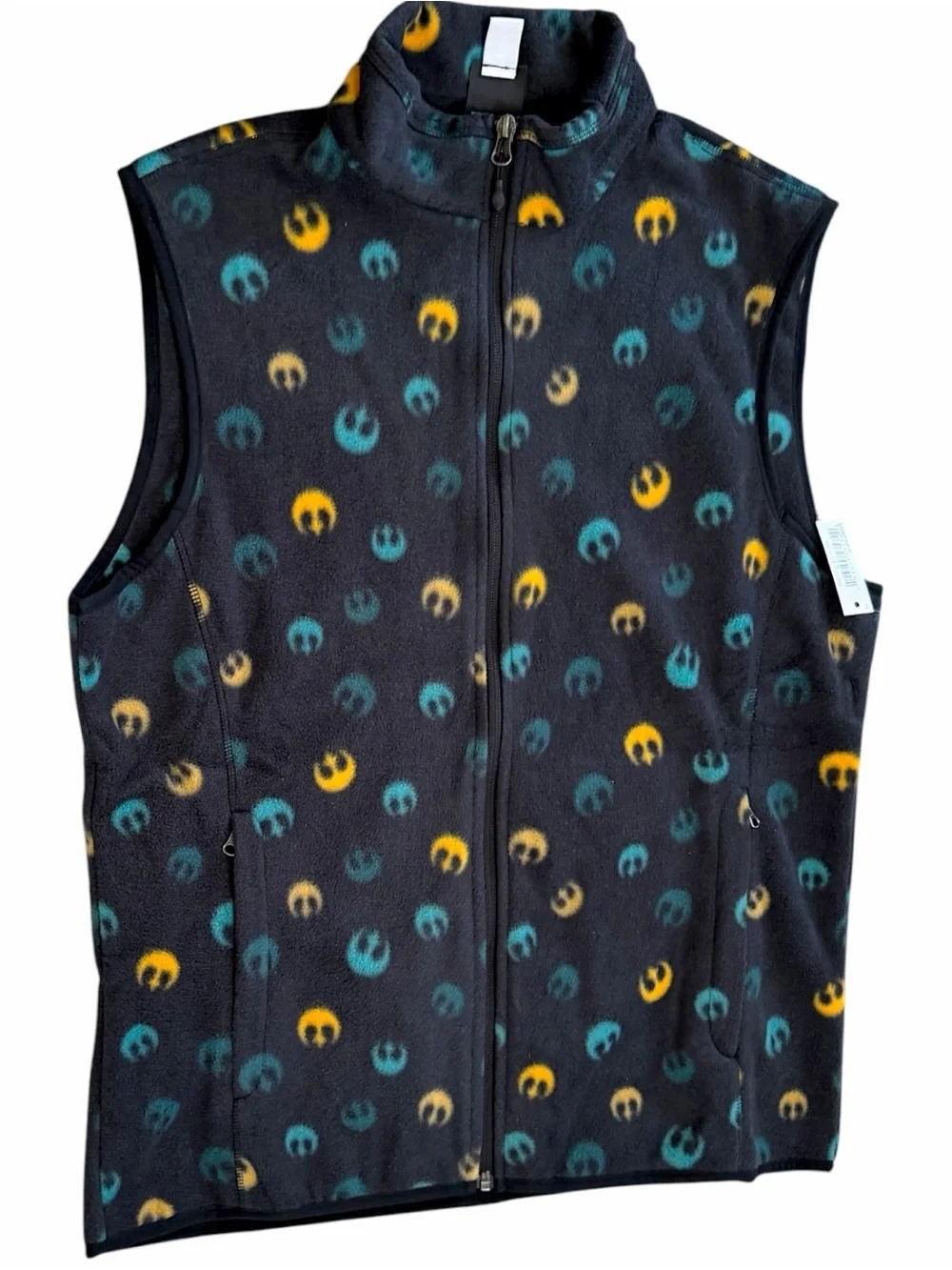 New Disney Star Wars Rebel Polar Fleece Zip Vest Adult Size Medium Allover Logo